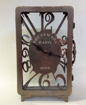 Ρολόι επιτοίχιο-επιτραπέζιο μεταλικό μπρούτζινο 38x27x10 cm