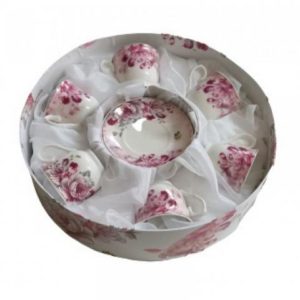 Φλυτζάνια Τσαγιού Πορσελάνης Σετ 6τεμ Σε Καπελιέρα Vintage Roses New bone porcelain england