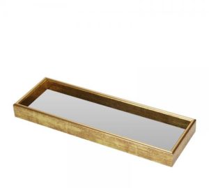 Διακοσμητικος δίσκος pvc με καθρέπτη σε αντικέ χρυσό 30x10cm | ZAROS HE382