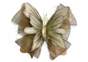 Επιτοίχια διακοσμητική πεταλούδα μπεζ-λαδί-χρυσό HAND MADE VENUS
