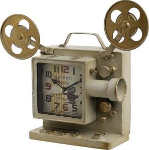 Ρολόι μεταλλικό επιτραπέζιο, σε σχήμα κινηματογραφικής κάμερας 30X9X28cm zen collection
