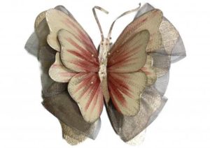 Επιτοίχια διακοσμητική πεταλούδα εκρου-ροζ 30Χ30 cm HAND MADE VENUS