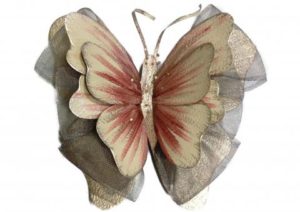 Επιτοίχια διακοσμητική πεταλούδα εκρου-ροζ 25Χ23 cm HAND MADE VENUS