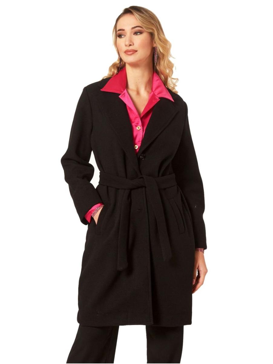 ANNA RAXEVSKY Γυναικείο μαύρο παλτό Z22218 BLACK, Χρώμα Μαύρο, Μέγεθος XL