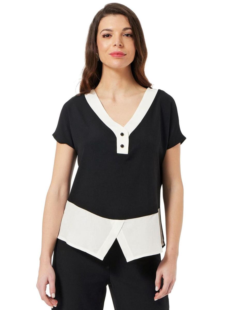 ANNA RAXEVSKY Γυναικεία μαύρη ζαπονέ μπλούζα B24131, Χρώμα Εκρού, Μέγεθος L