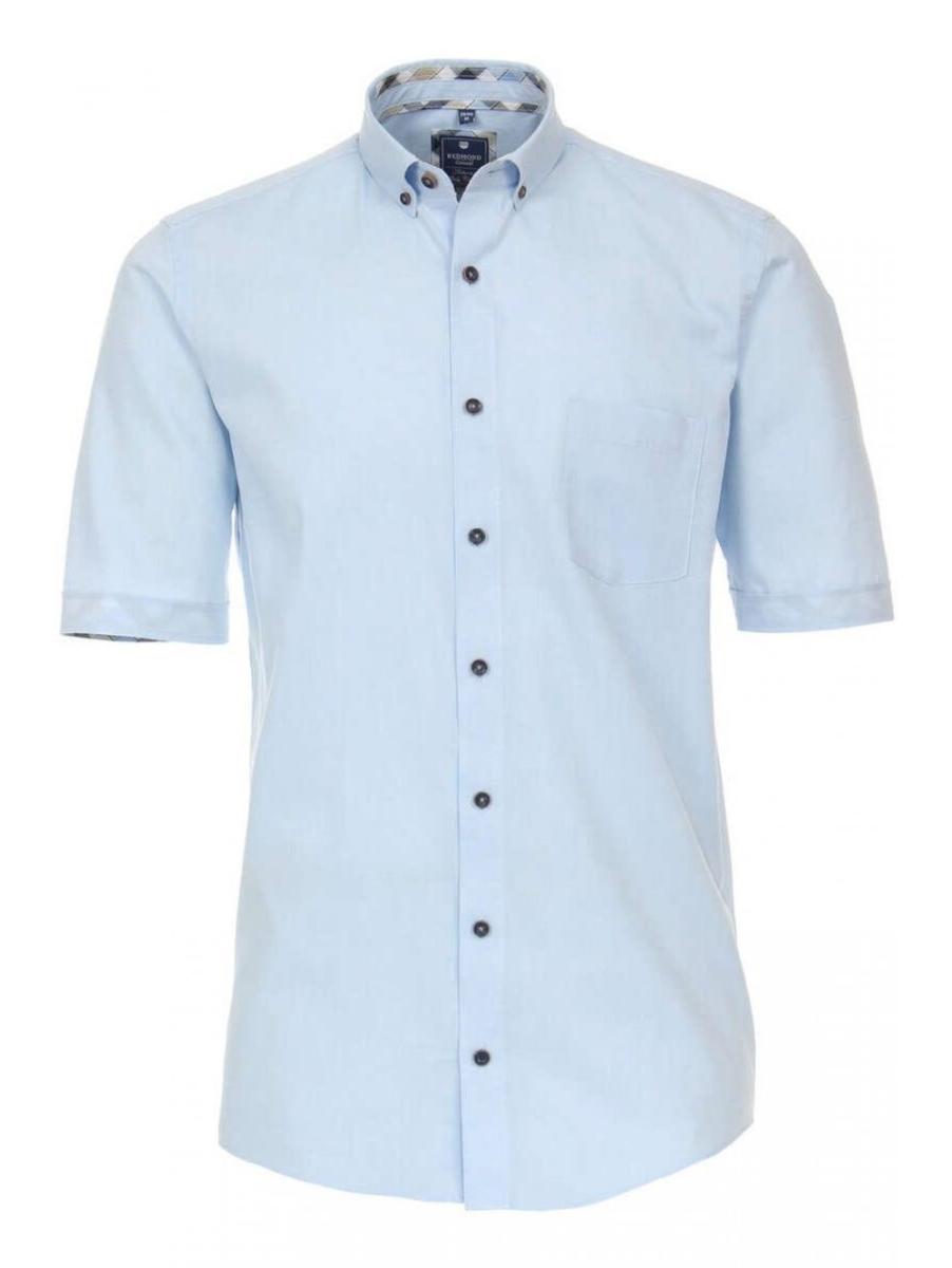 REDMOND Ανδρικό κοντομάνικο γαλάζιο πουκάμισο, (έως 7XL) Easy Iron, Χρώμα Γαλάζιο, Μέγεθος 5XL
