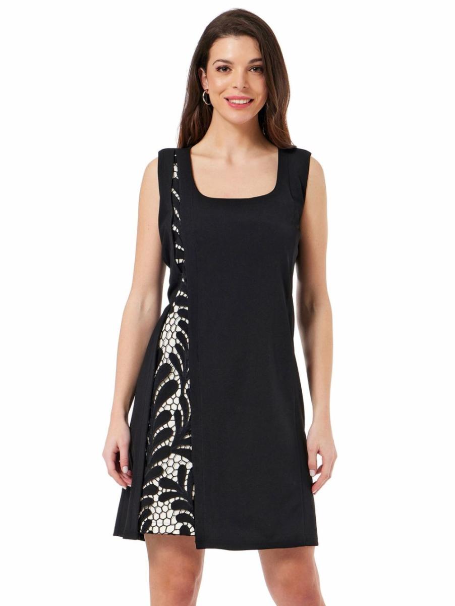 ANNA RAXEVSKY Μαύρο αμάνικο φόρεμα με μαύρη δαντέλα D24116, Χρώμα Μπλέ, Μέγεθος 3XL