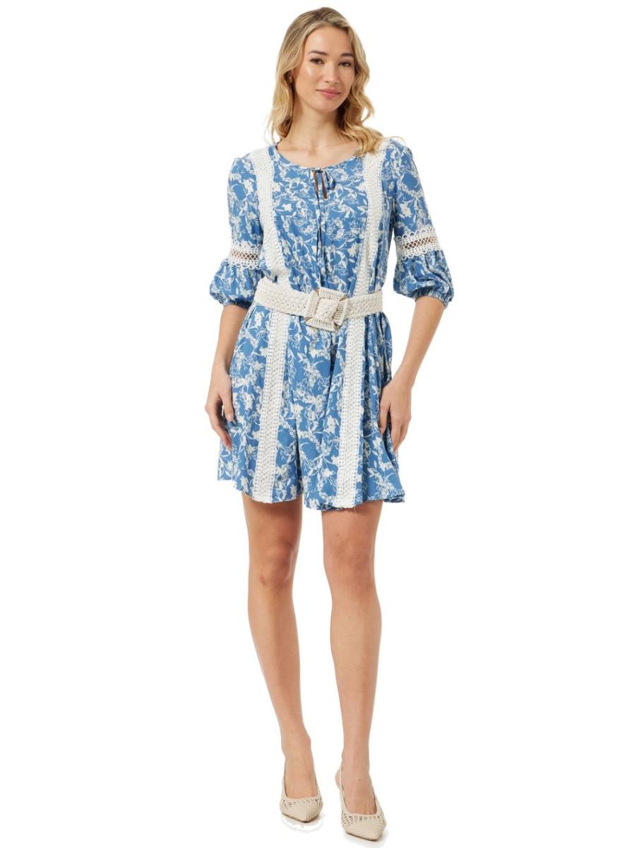 ANNA RAXEVSKY Μπλε indigo φλοράλ φόρεμα D24100, Χρώμα Μπλέ, Μέγεθος S