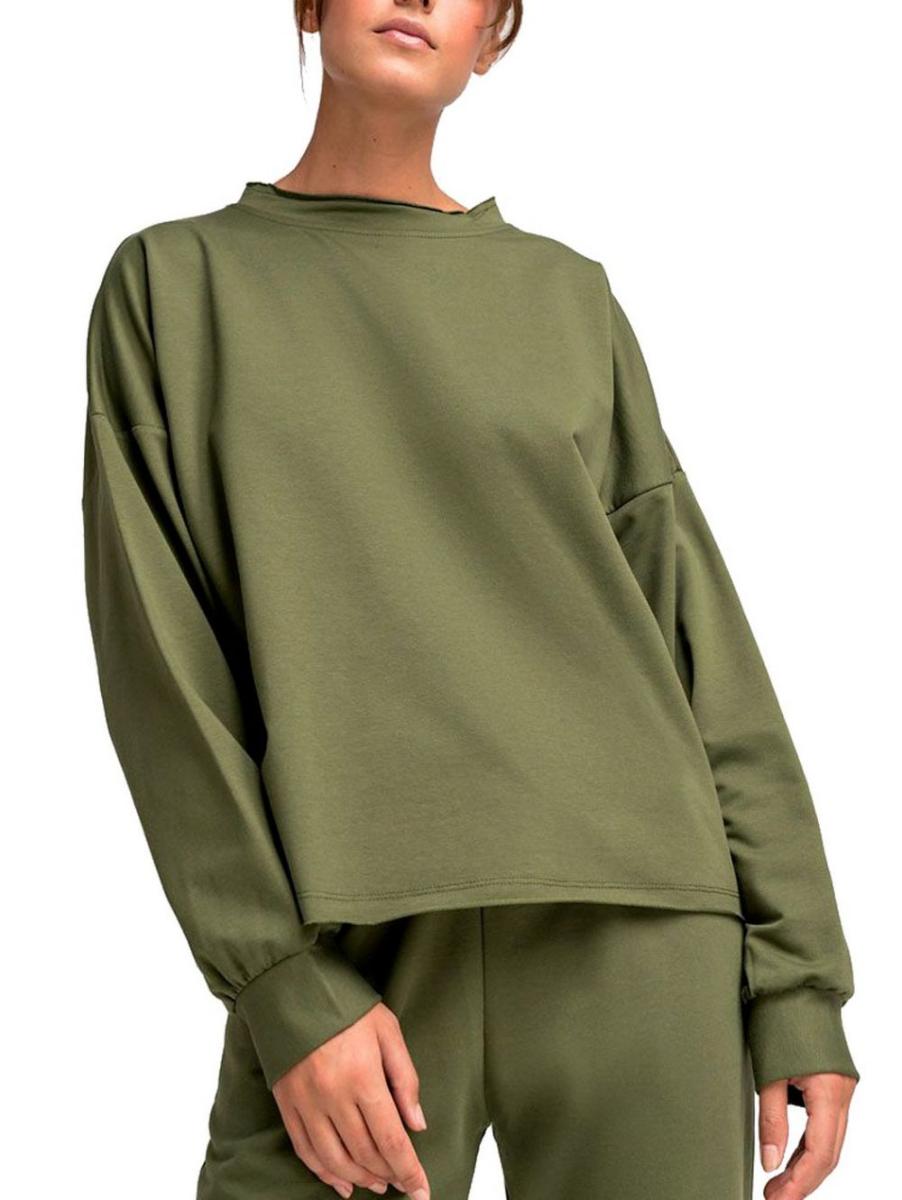 VETO Γυναικεία λαδί αχνούδιαστης φούτερ μπλούζα φόρμα, Χρώμα Πράσινο-Λαδί, Μέγεθος M