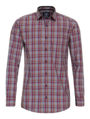REDMOND Ανδρικό κόκκινο καρό μακρυμάνικο πουκάμισο 100% Βαμβάκι., Χρώμα Πολύχρωμο, Μέγεθος XXL