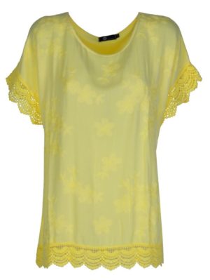 M MADE IN ITALY Γυναικείο κίτρινο κοντομάνικο μπλουζάκι 20/21259Q Yellow., Χρώμα Κίτρινο, Μέγεθος XL