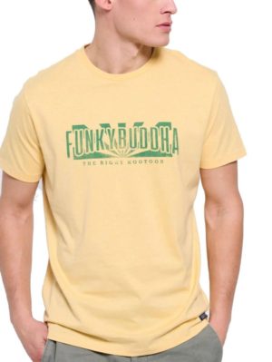 FUNKY BUDDHA Ανδρικό κίτρινο T-Shirt FBM007-037-04 VANILLA YELLOW, Χρώμα Κίτρινο, Μέγεθος XXL