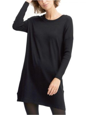 FRANSA Γυναικείο μαύρο μακρυμάνικο πλεκτό μπλουζοφόρεμα τούνικ 20610791 200113, Χρώμα Μαύρο, Μέγεθος XXL