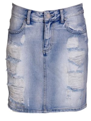 ZUIKI Ιταλική πετροβολημένη τζιν φούστα με σκισίματα και φθορές, Χρώμα Μπλέ, Μέγεθος S