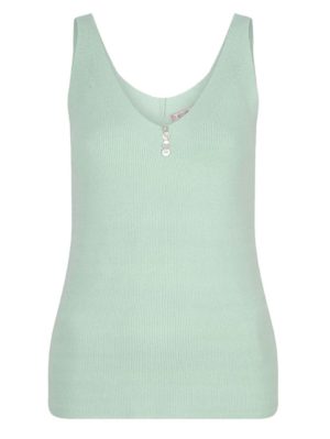 ESQUALO Γυναικεία αμάνικη πλεκτή μπλούζα tshirt SP24 27010 Pistache, Χρώμα Πράσινο-Λαδί, Μέγεθος L