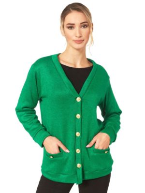 ANNA RAXEVSKY Γυναικεία πράσινη πλεκτή ζακέτα Z22213 GREEN, Χρώμα Πράσινο-Λαδί, Μέγεθος XL