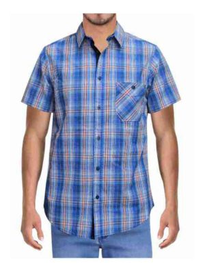 FORESTAL MAN Ανδρικό μπλέ καρό πουκάμισο, Μέγεθος 5XL
