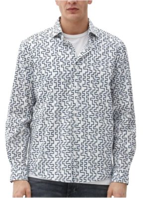 S.OLIVER Ανδρικό λευκό μακρυμάνικο ελαστικό πουκάμισο 2127457-01A2 White, Χρώμα Λευκό, Μέγεθος M