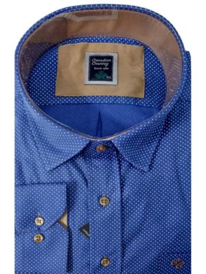 CANADIAN COUNTRY Ανδρικό μπλέ μακρυμάνικο πουκάμισο, Χρώμα Μπλε Σκούρο, Μέγεθος 6XL