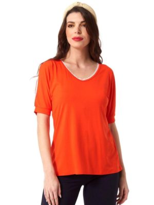 ANNA RAXEVSKY Γυναικεία κοραλί μπλούζα B23105 CORAL, Χρώμα Πορτοκαλί, Μέγεθος S