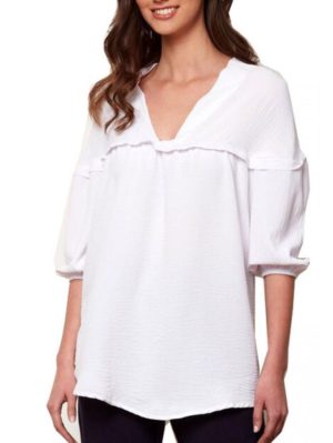 ANNA RAXEVSKY Γυναικεία λευκή μπλούζα V B21100 ECRU, Χρώμα Λευκό, Μέγεθος M