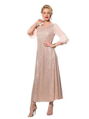 ANNA RAXEVSKY Γυναικείο ρόζ ολοκέντητο μάξι φόρεμα D19114 PINK, Χρώμα Ροζ, Μέγεθος S
