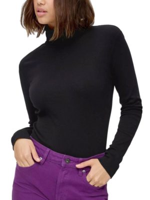 S.OLIVER Γυναικεία μαύρη πλεκτή μακρυμάνικη μπλούζα ζιβάγκο 2133440-9999, Χρώμα Μαύρο, Μέγεθος XL