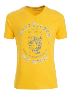 REDMOND Ανδρικόκίτρινο κοντομάνικο T-Shirt, Χρώμα Κίτρινο, Μέγεθος 4XL