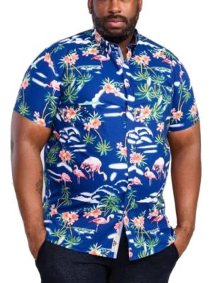 DUKE Ανδρικό κοντομάνικο χαβανέζικο πουκάμισο (έως 7XL) 101305 DURHAM-D555 Blue, Χρώμα Πολύχρωμο, Μέγεθος 3XL