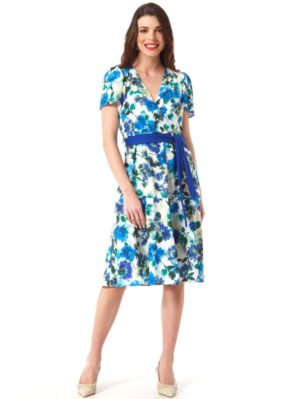 ANNA RAXEVSKY Φλοράλ μίντι φόρεμα με κρουαζέ D23114, Χρώμα Πολύχρωμο, Μέγεθος M