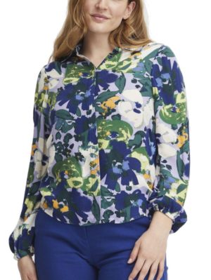 FRANSA Γυναικείο φλοράλ μακρυμάνικο πουκάμισο 20612479-202205, Χρώμα Πολύχρωμο, Μέγεθος 3XL