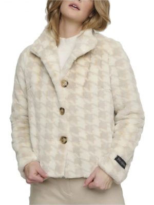 RINO PELLE Ολλανδικό γυναικείο εκρού παλτό γούνα Vie 7012210, Χρώμα Εκρού, Μέγεθος XL