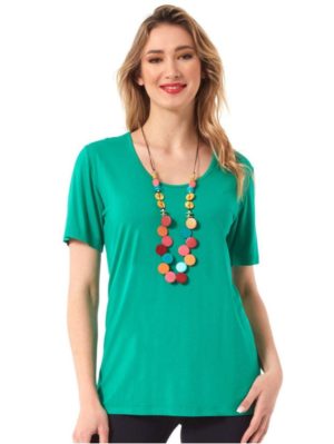 ANNA RAXEVSKY Γυναικεία πράσινη κοντομάνικη μπλούζα B23107 GREEN, Χρώμα Πράσινο-Λαδί, Μέγεθος XL