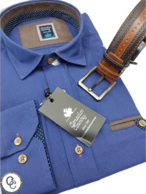 CANADIAN COUNTRY Ανδρικό μπλέ μακρυμάνικο πουκάμισο 7350-8, Χρώμα Μπλέ, Μέγεθος 5XL