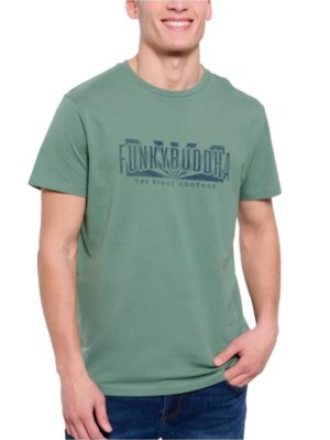 FUNKY BUDDHA Ανδρικό λαδί T-Shirt FBM007-037-04 DUSTY GREEN, Χρώμα Πράσινο-Λαδί, Μέγεθος XL