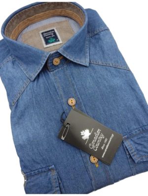 CANADIAN COUNTRY Ανδρικό τζήν μακρυμάνικο πουκάμισο 4450-ΤΖΗΝ, Χρώμα Μπλέ, Μέγεθος M