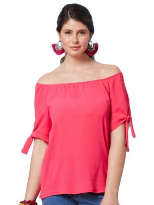 ANNA RAXEVSKY Γυναικεία φούξια off shoulder μπλούζα B21105 FUXIA, Χρώμα Κόκκινο, Μέγεθος M