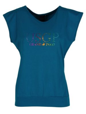 US GRAND POLO Γυναικεία μπλέ ρουά αμάνικη μπλούζα T-shirt USDT 404 Blue, Χρώμα Μπλέ, Μέγεθος L
