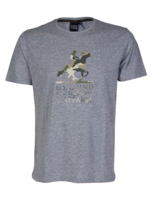 US GRAND Ανδρικό γκρί κοντομάνικο T-Shirt μπλουζάκι UST 318 Grigio Melanze, Χρώμα Γκρί, Μέγεθος XXL