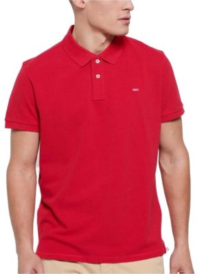 FUNKY BUDDHA Ανδρικό κόκκινο κοντομάνικο πικέ πόλο μπλουζάκι FBM007-001-11 RASPBERRY, Χρώμα Κόκκινο, Μέγεθος M