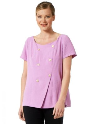 ANNA RAXEVSKY Γυναικεία λιλά κοντομάνικη μπλούζα B22133 LILA, Χρώμα Ροζ, Μέγεθος S