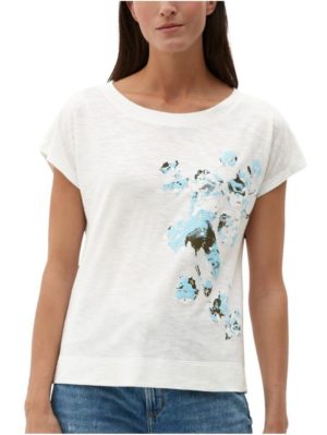 S.OLIVER Γυναικείο εκρού T-shirt 2130028-02D1 Ecru, Χρώμα Εκρού, Μέγεθος 40