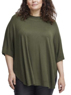 FRANSA Plus Size Γυναικεία λαδί μπλούζα 20613053-190419, Χρώμα Πράσινο-Λαδί, Μέγεθος 58