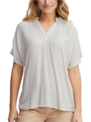 FRANSA Γυναικεία εκρού κοντομάνικη μπλούζα πουκάμισο 20611896-130905, Χρώμα Εκρού, Μέγεθος XL