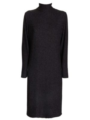 GR FASHION Ελαστικό ανθρακί ζιβάγκο πλεκτό φόρεμα, Χρώμα Μαύρο, Μέγεθος 52