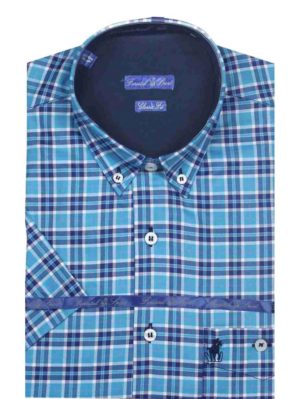 FORESTAL Ανδρικό μπλέ καρό πουκάμισο (έως 7XL) 901-220, Χρώμα Μπλέ, Μέγεθος 3XL