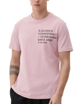 S.OLIVER Ανδρικό ρόζ κοντομάνικο T-Shirt 2129852-41W2 Rose, Χρώμα Ροζ, Μέγεθος M