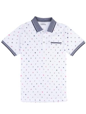 LOSAN Ανδρικό λευκό κοντομάνικο πόλο μπλουζάκι 211-1082AL, Χρώμα Λευκό, Μέγεθος M