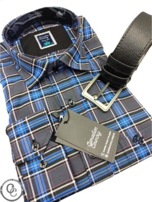 CANADIAN COUNTRY Ανδρικό μπλέ καρό μακρυμάνικο πουκάμισο 7250-4, Χρώμα Μπλέ, Μέγεθος L