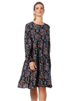 ANNA RAXEVSKY Εμπριμέ φόρεμα με λαχούρια D22204, Χρώμα Πολύχρωμο, Μέγεθος S